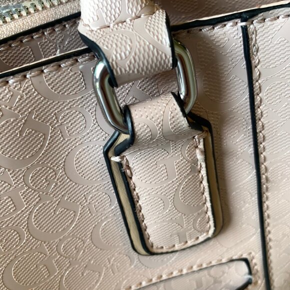 GUESS PINK FAUX LEATHER 3-COMPARTMENT SHOULDER BAG WITH LEOPARD INTERIOR - Picture 7 of 13